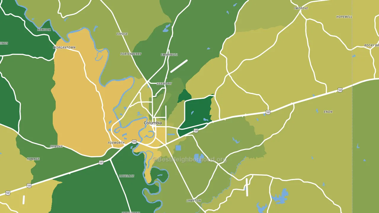 Columbia, MS block-group voter-turnout map