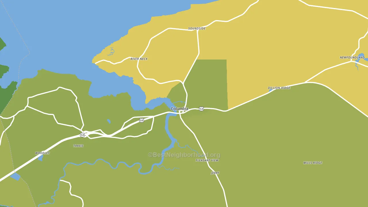 Columbia, NC block-group voter-turnout map
