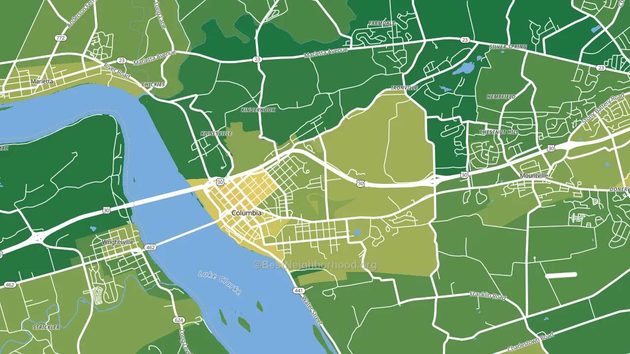 Columbia, PA block-group voter-turnout map
