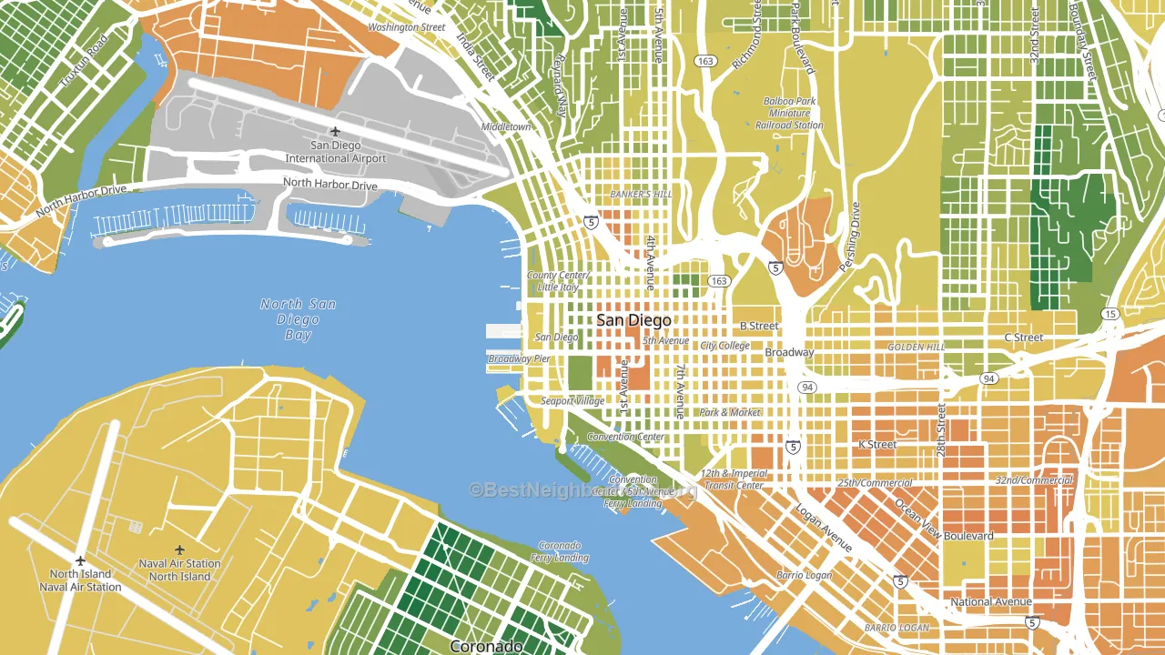 Columbia San Diego, San Diego, CA block-group voter-turnout map