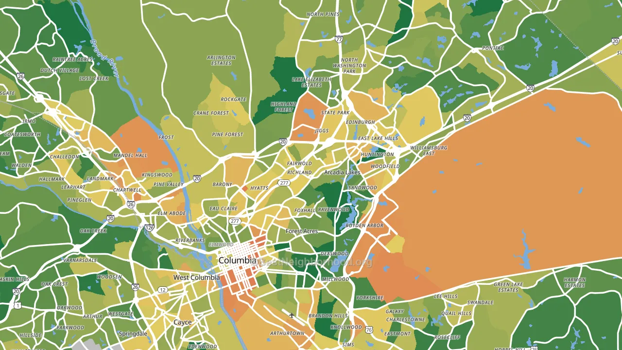 Columbia, SC block-group voter-turnout map