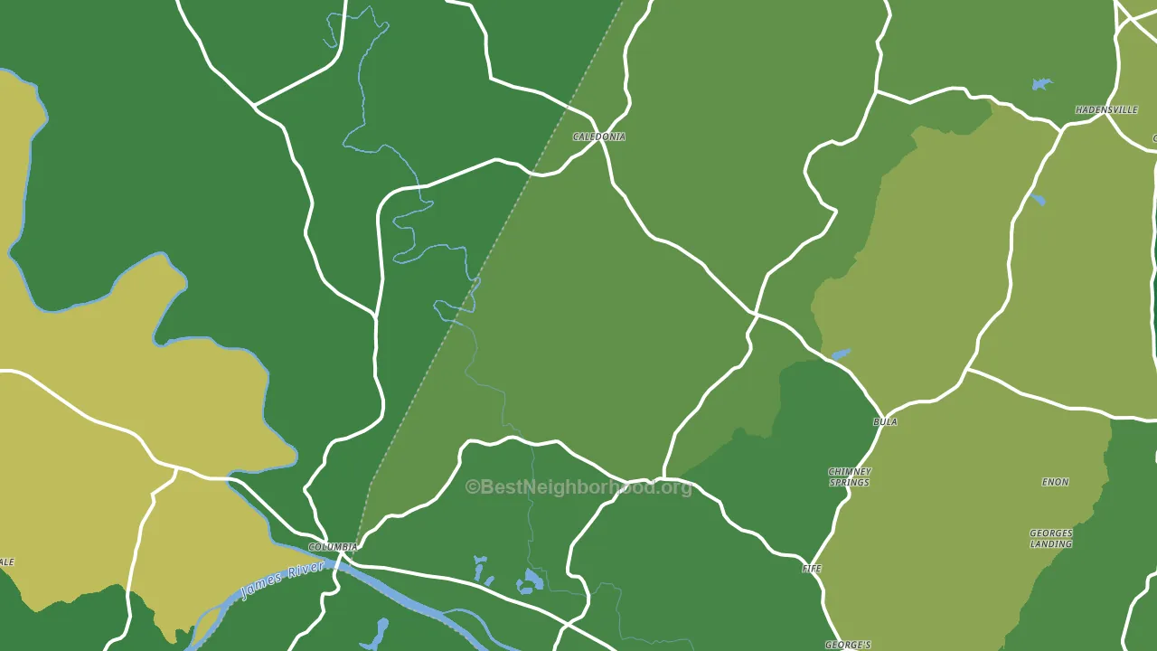 Columbia, VA block-group voter-turnout map