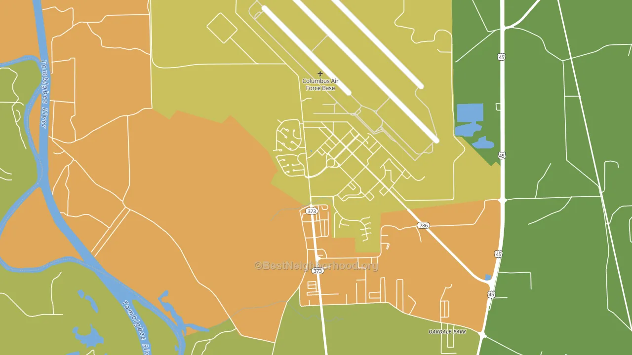 Columbus AFB, MS block-group voter-turnout map