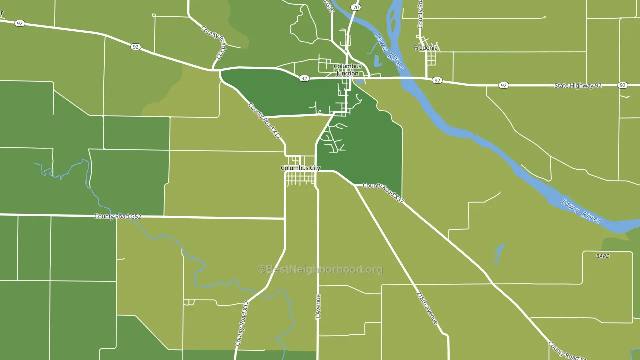 Columbus City, IA block-group voter-turnout map