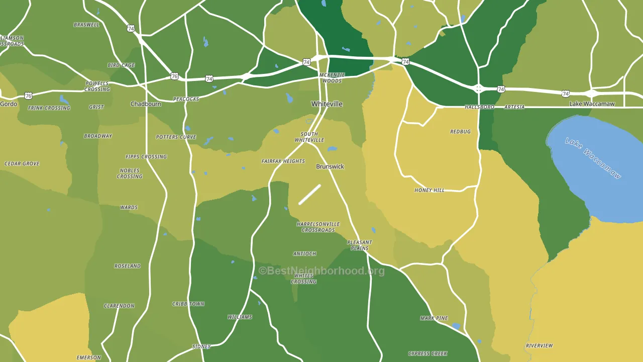 Columbus County, NC block-group voter-turnout map