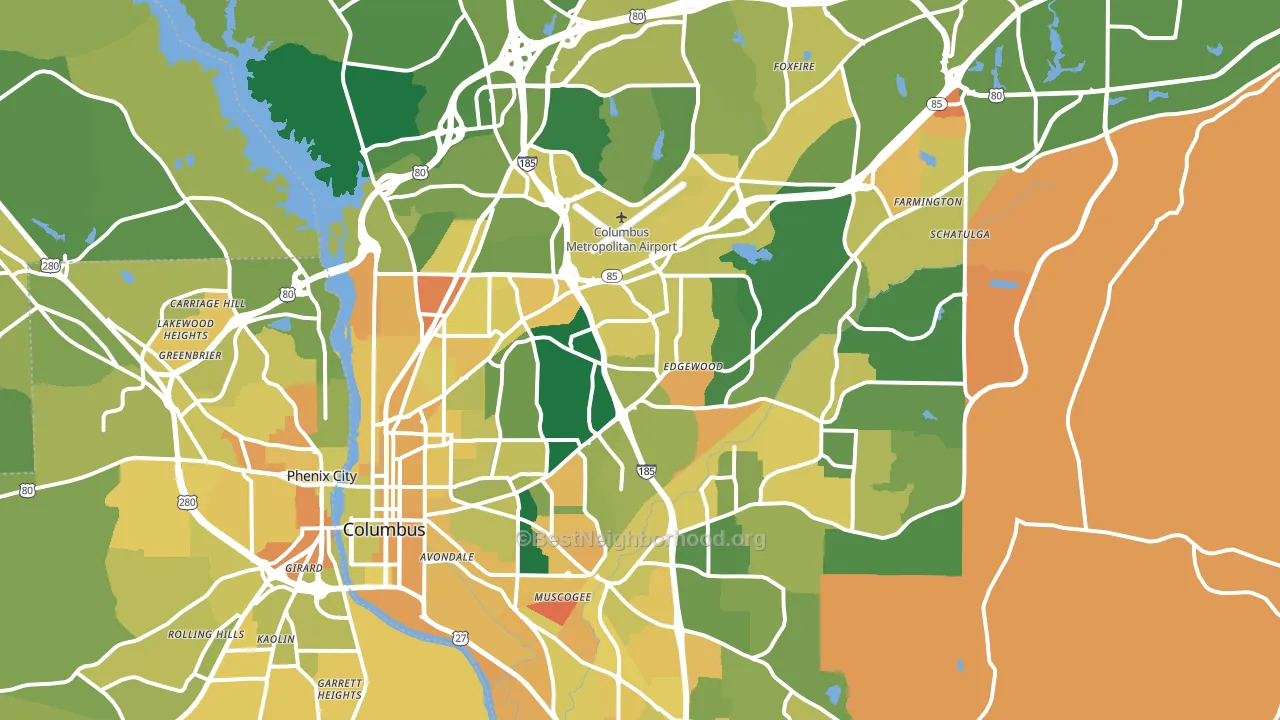 Columbus, GA block-group voter-turnout map