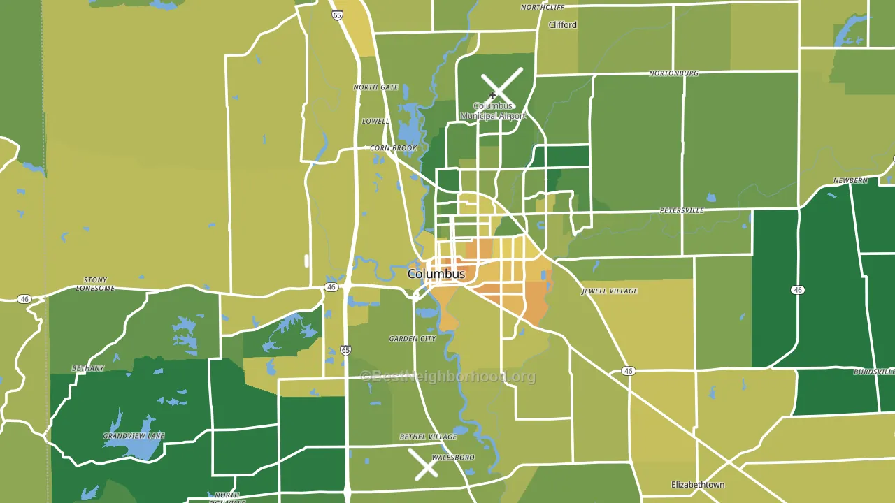 Columbus, IN block-group voter-turnout map