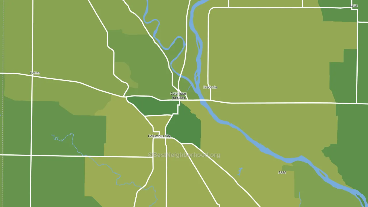 Columbus Junction, IA block-group voter-turnout map