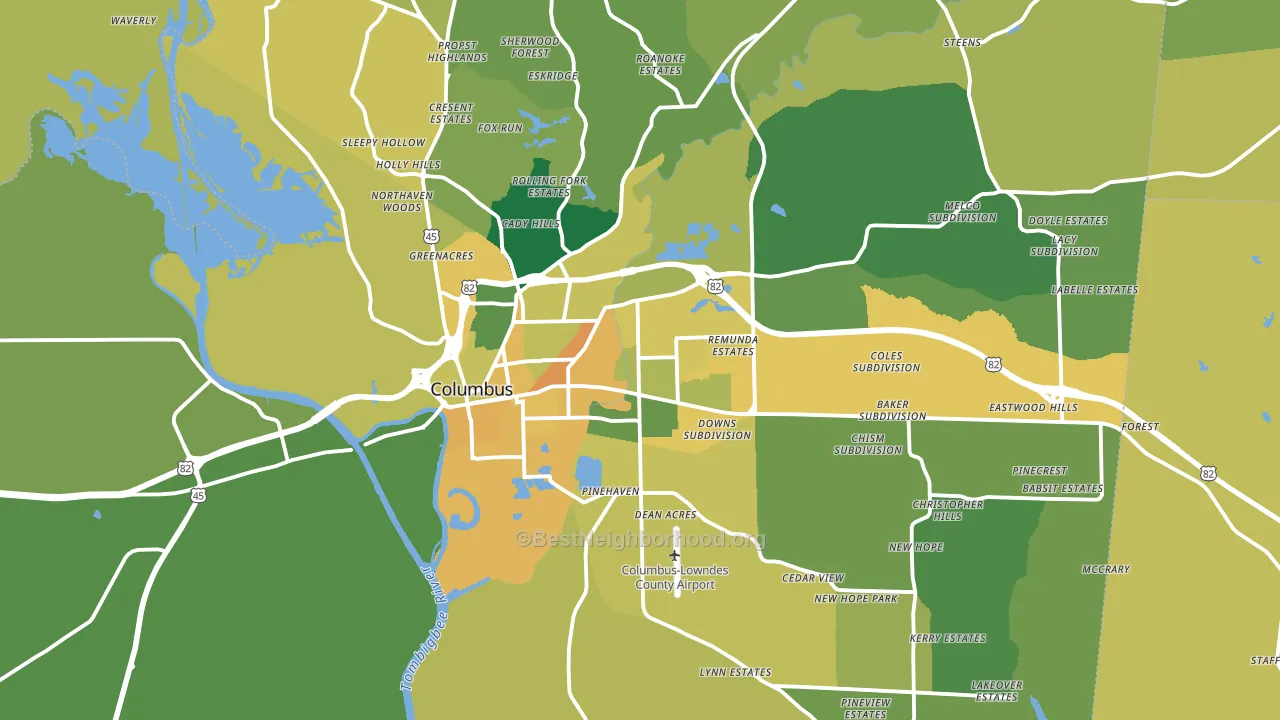 Columbus, MS block-group voter-turnout map