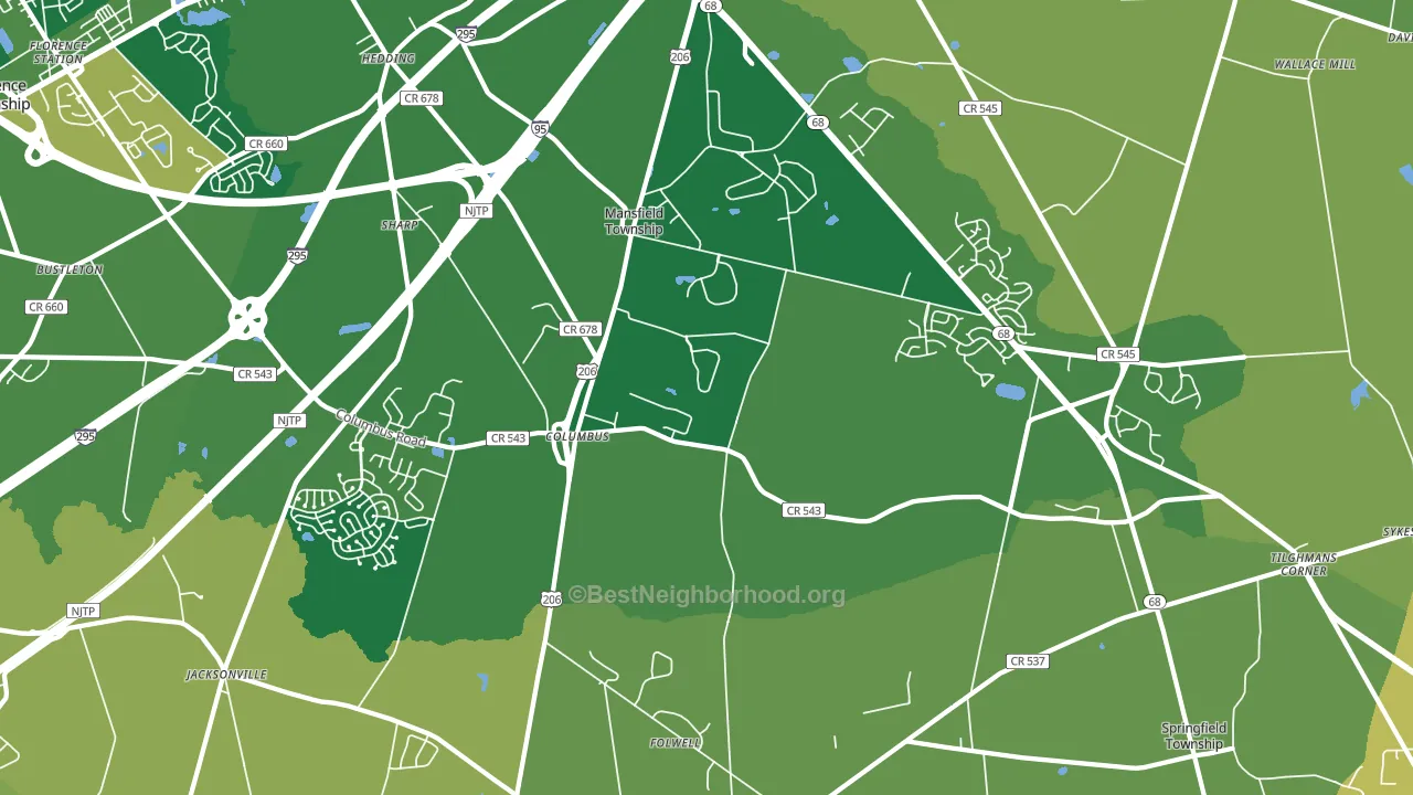 Columbus, NJ block-group voter-turnout map