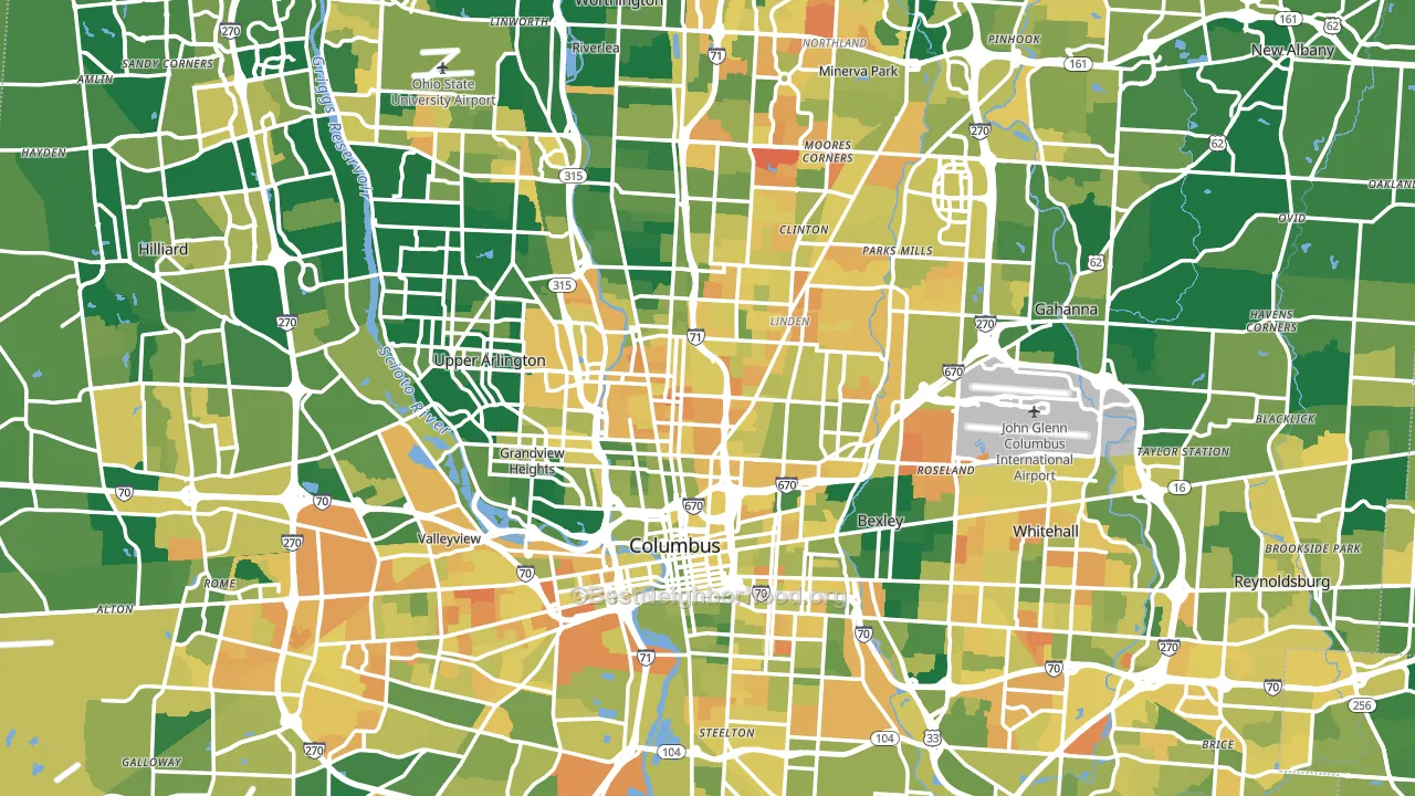 Columbus, OH block-group voter-turnout map