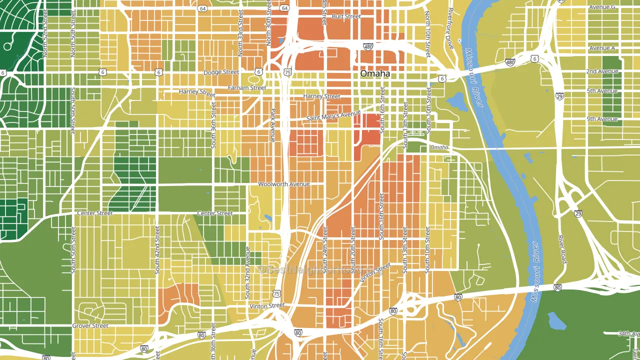 Columbus Park, Omaha, NE block-group voter-turnout map