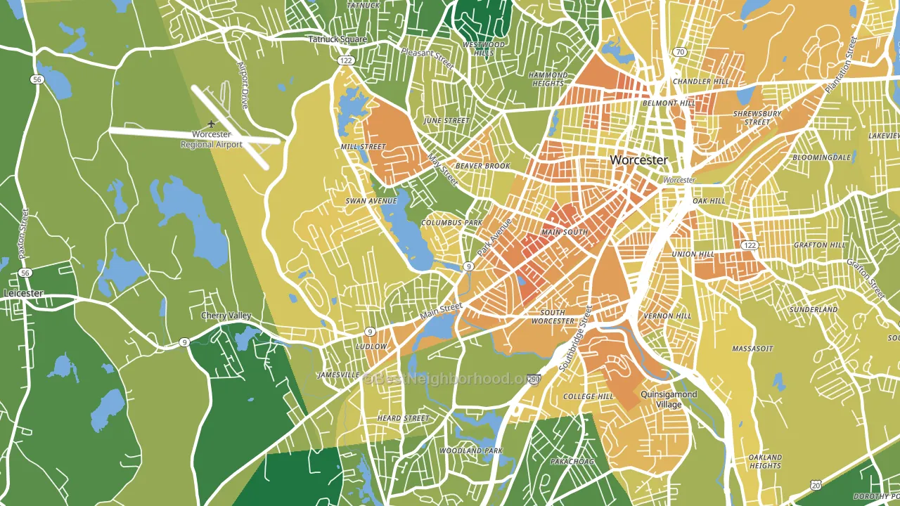 Columbus Park, Worcester, MA block-group voter-turnout map