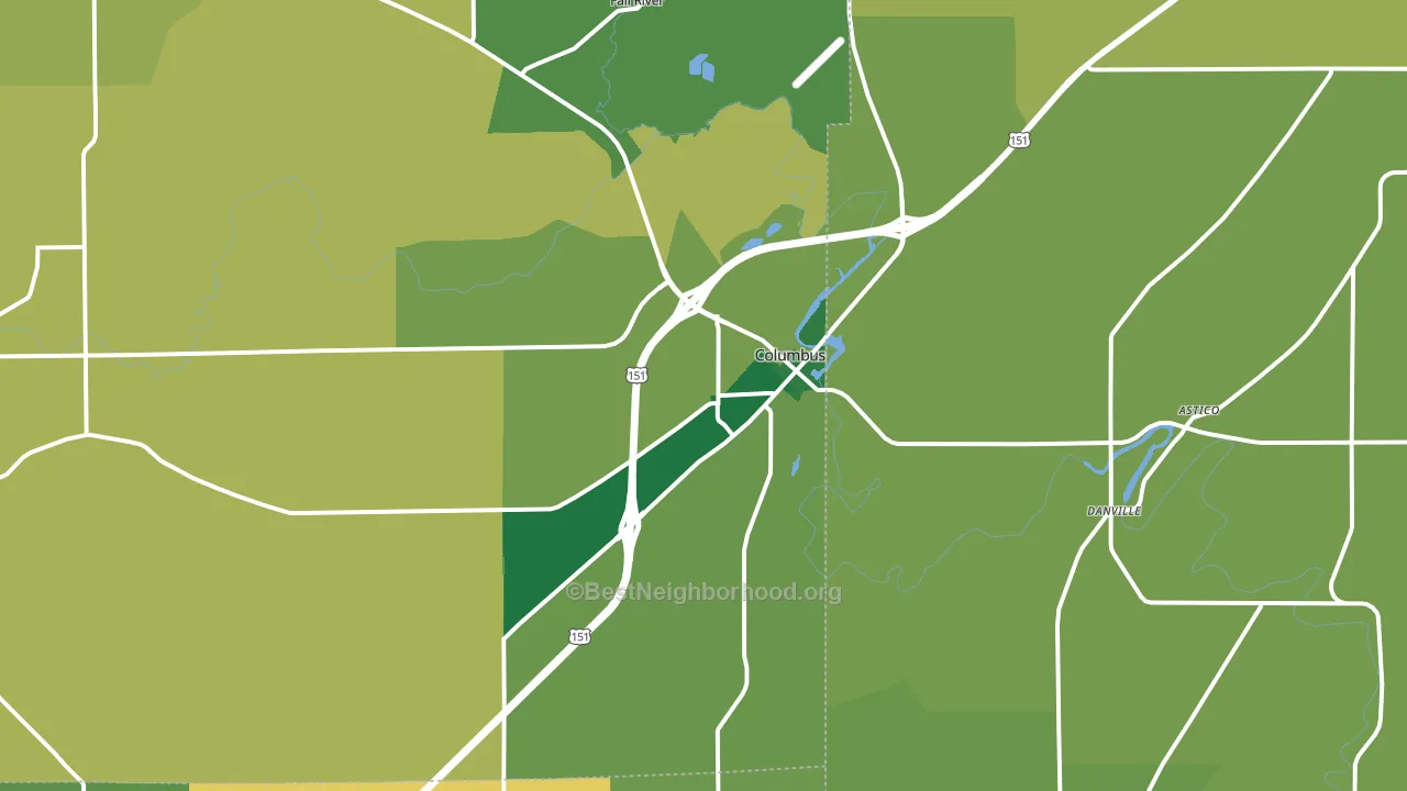 Columbus, WI block-group voter-turnout map