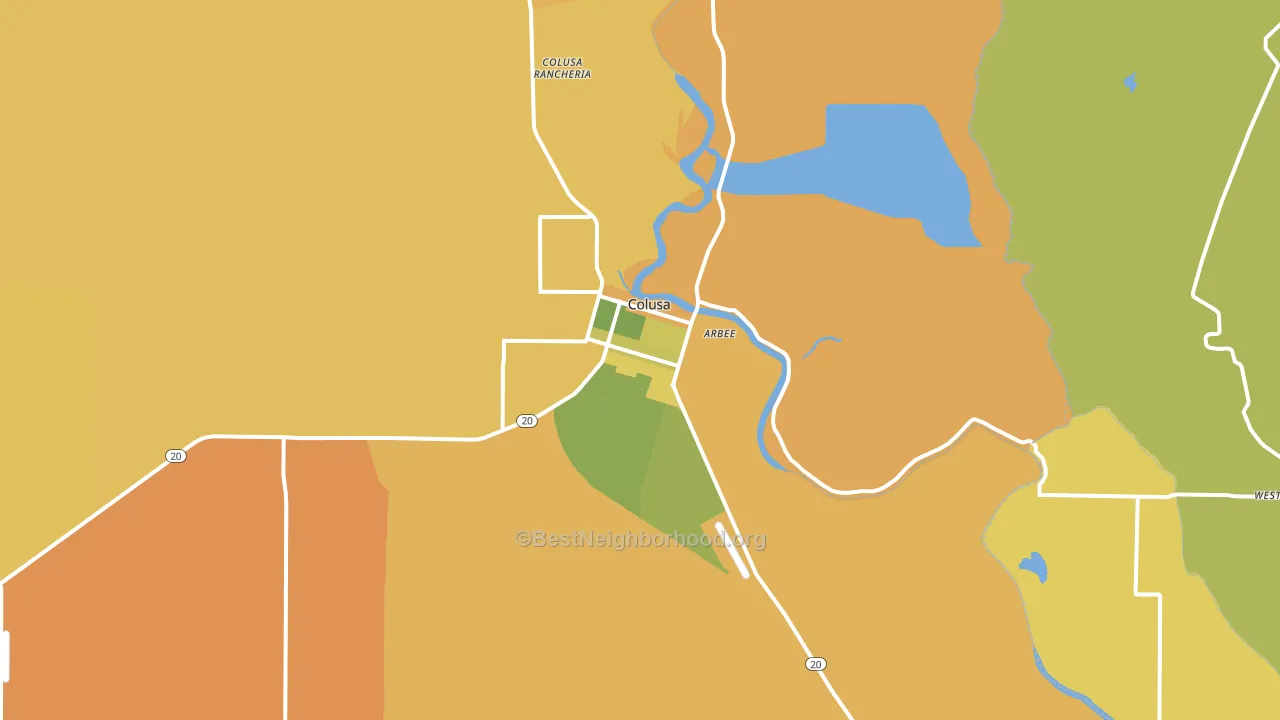 Colusa, CA block-group voter-turnout map