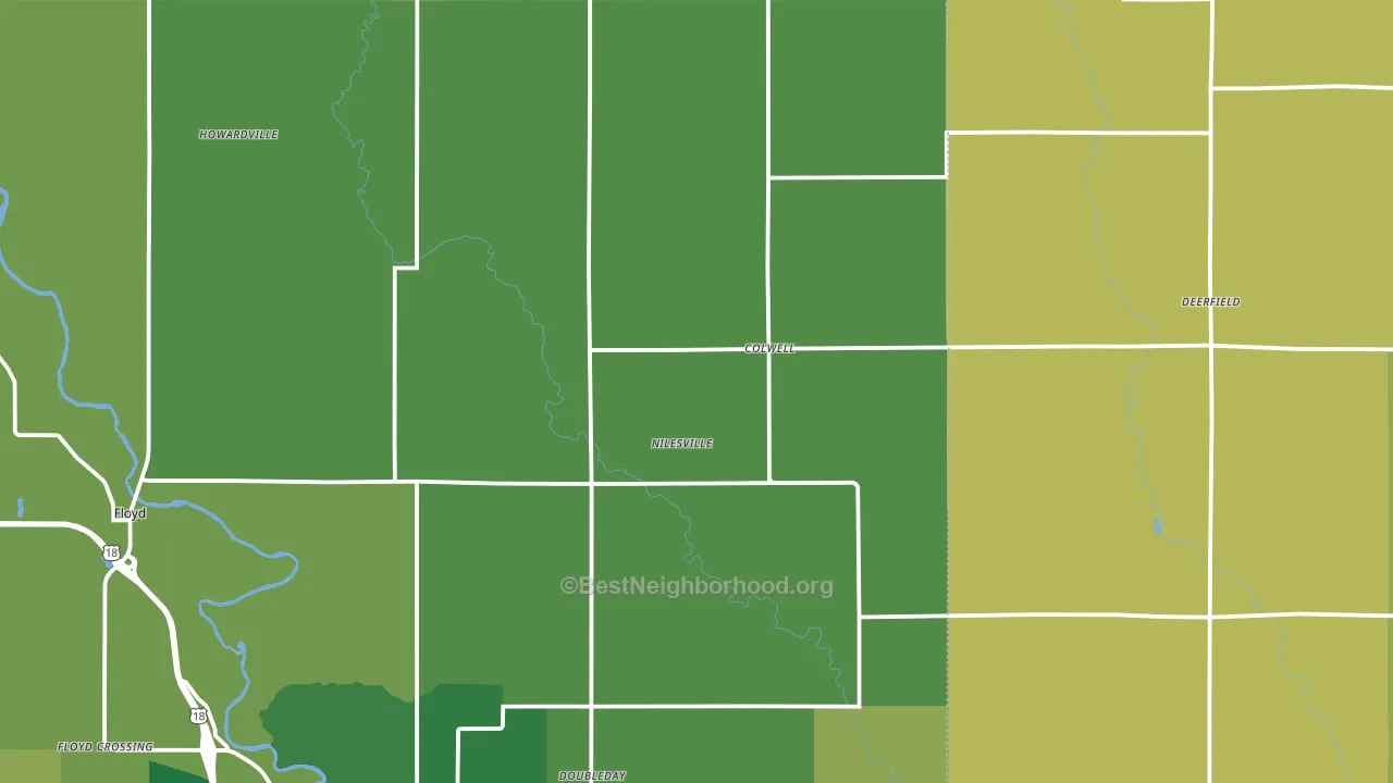 Colwell, IA block-group voter-turnout map