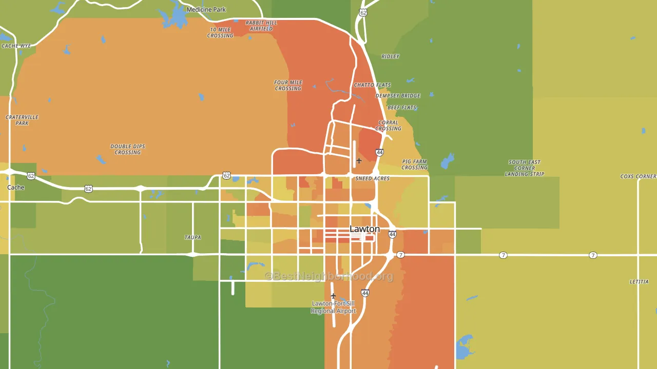 Comanche County, OK block-group voter-turnout map