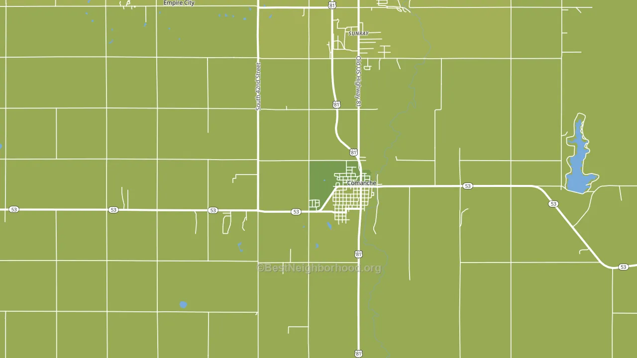 Comanche, OK block-group voter-turnout map