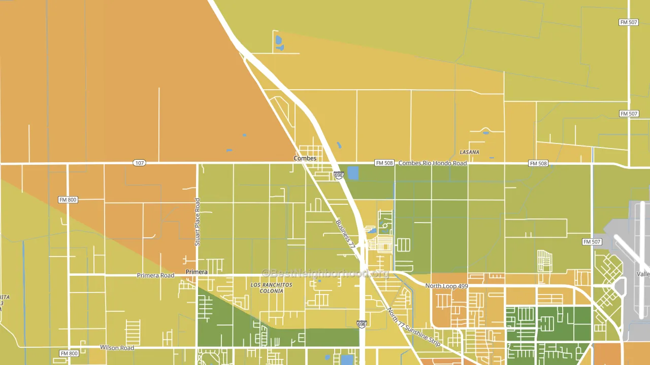 Combes, TX block-group voter-turnout map