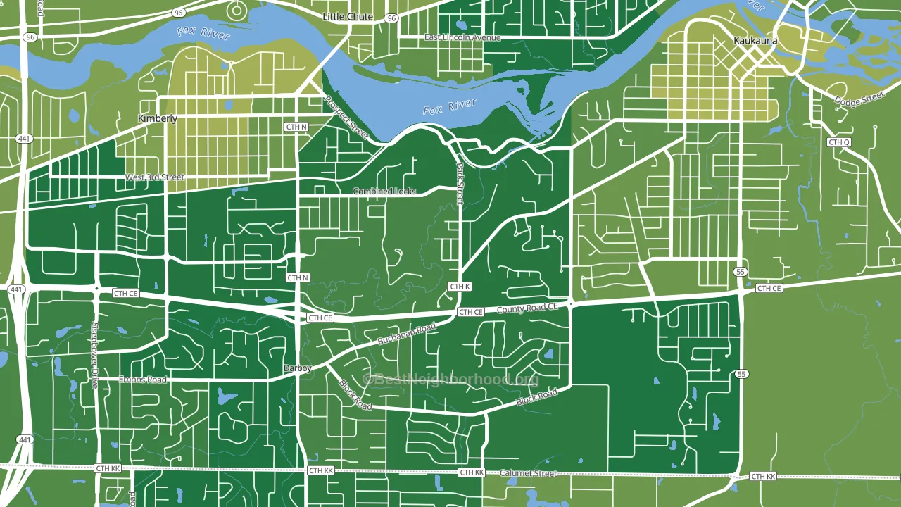 Combined Locks, WI block-group voter-turnout map
