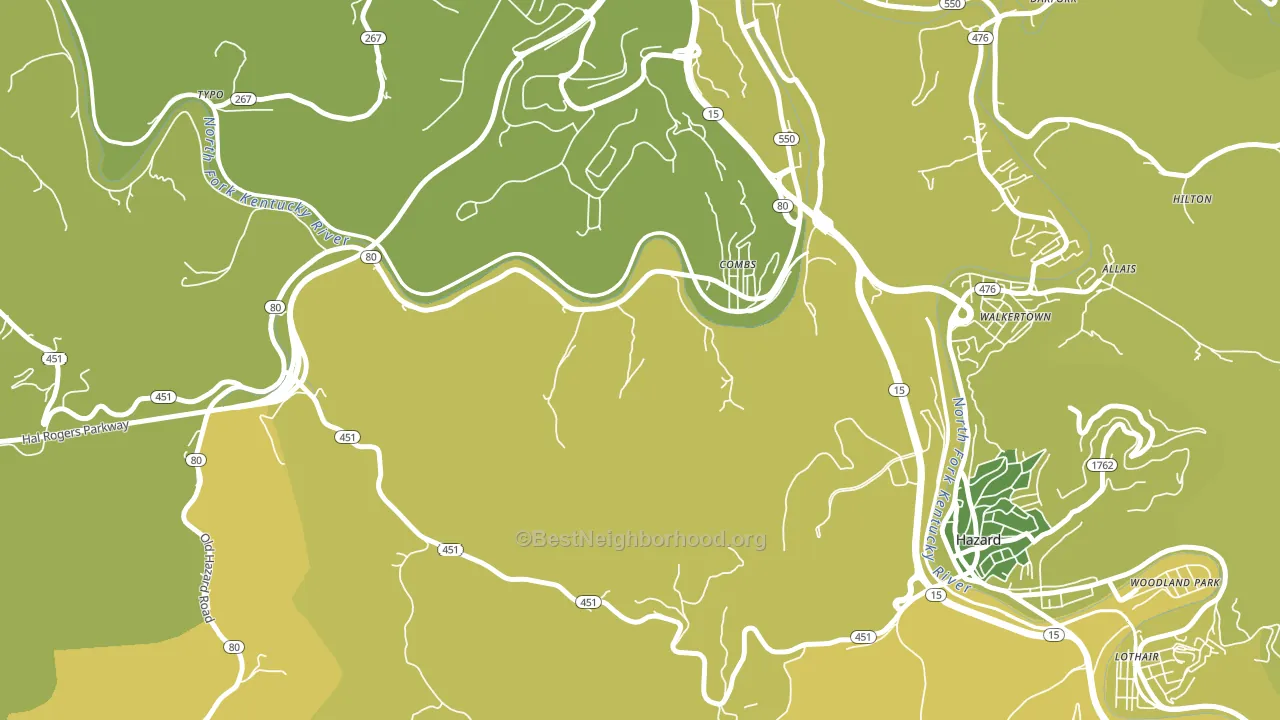 Combs, KY block-group voter-turnout map