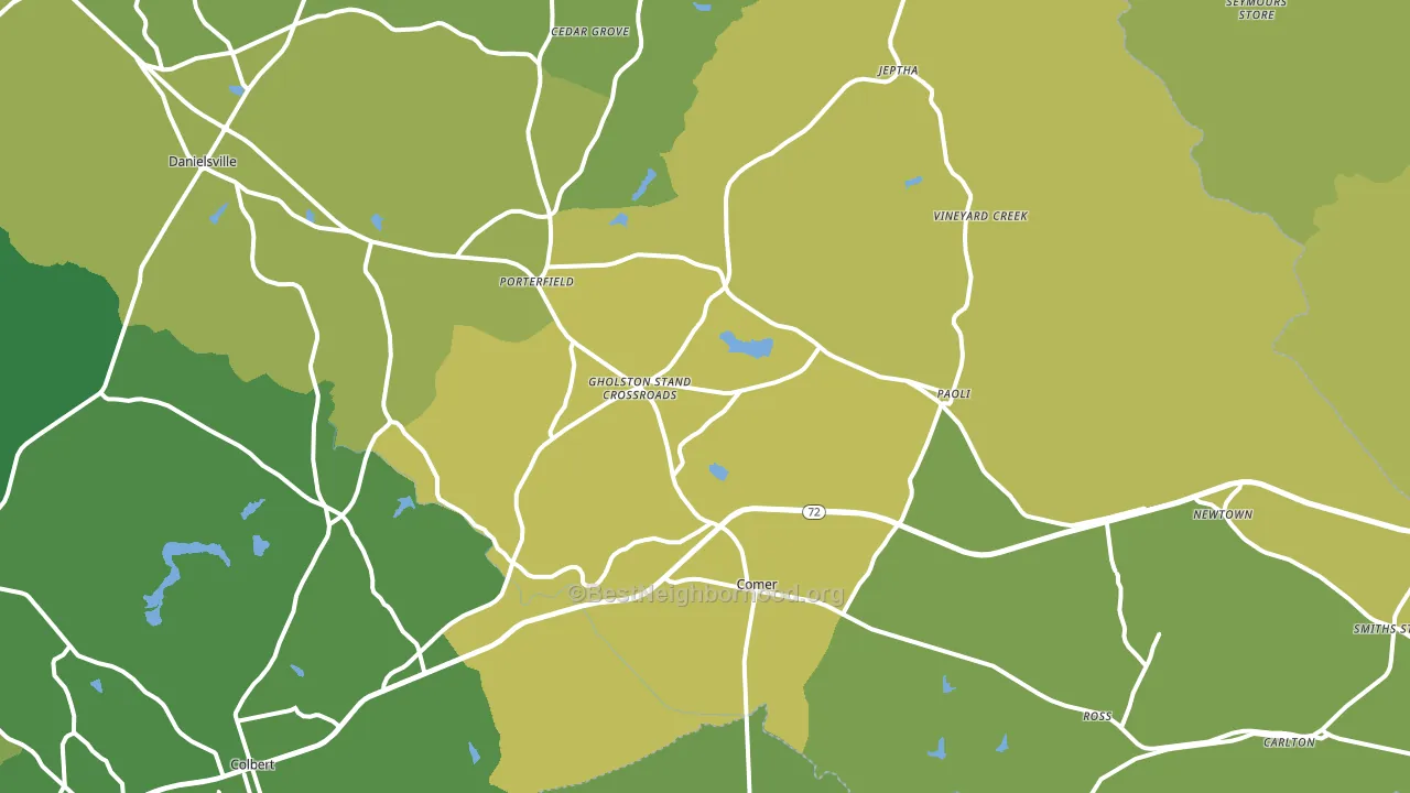 Comer, GA block-group voter-turnout map