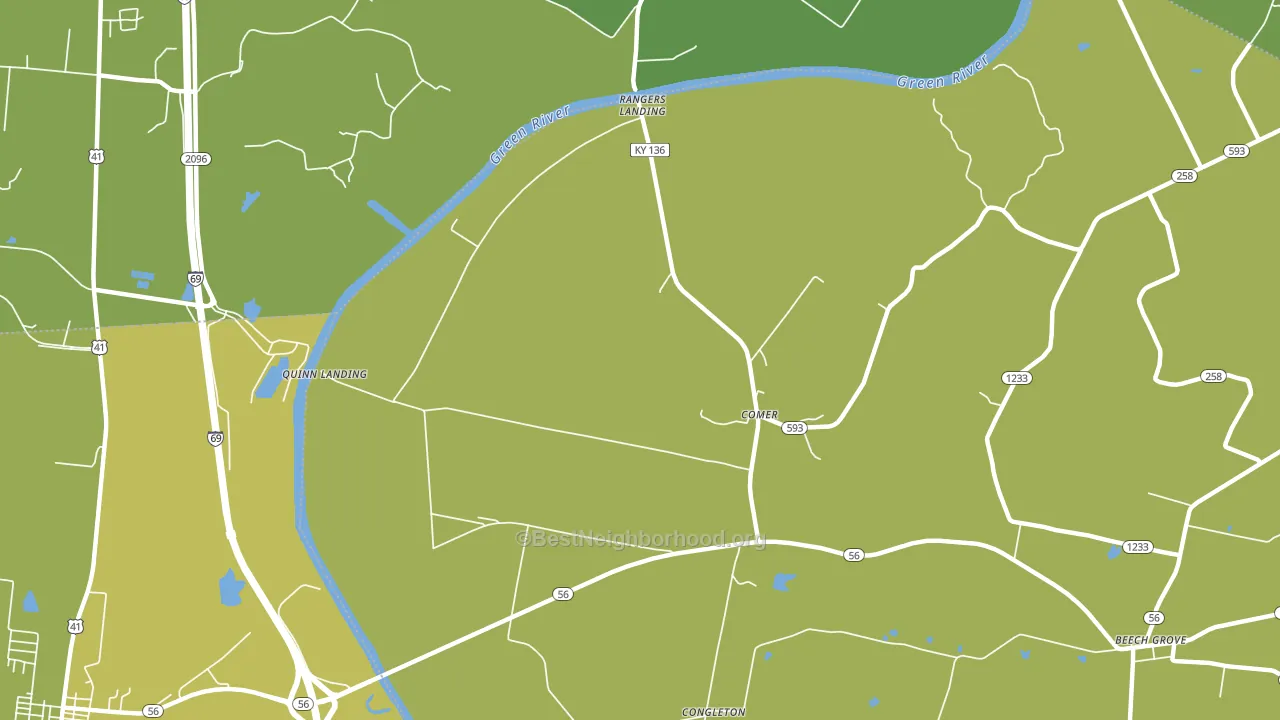 Comer, KY block-group voter-turnout map