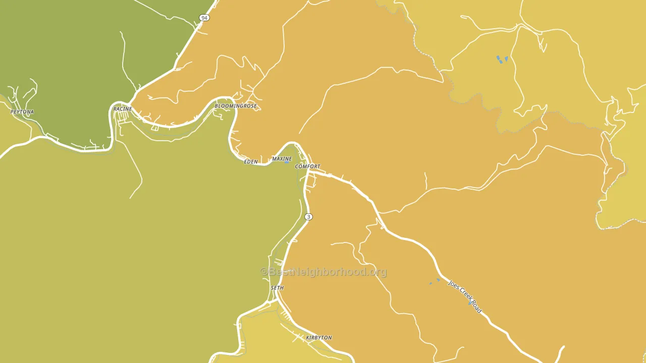 Comfort, WV block-group voter-turnout map