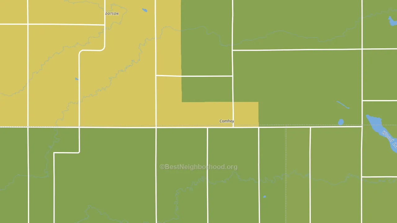 Comfrey, MN block-group voter-turnout map