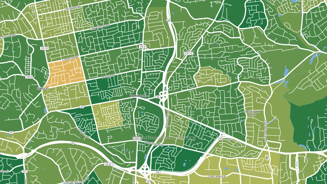 Commack, NY block-group voter-turnout map