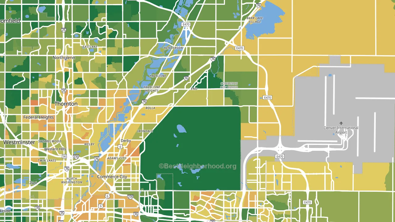 Commerce City, CO block-group voter-turnout map