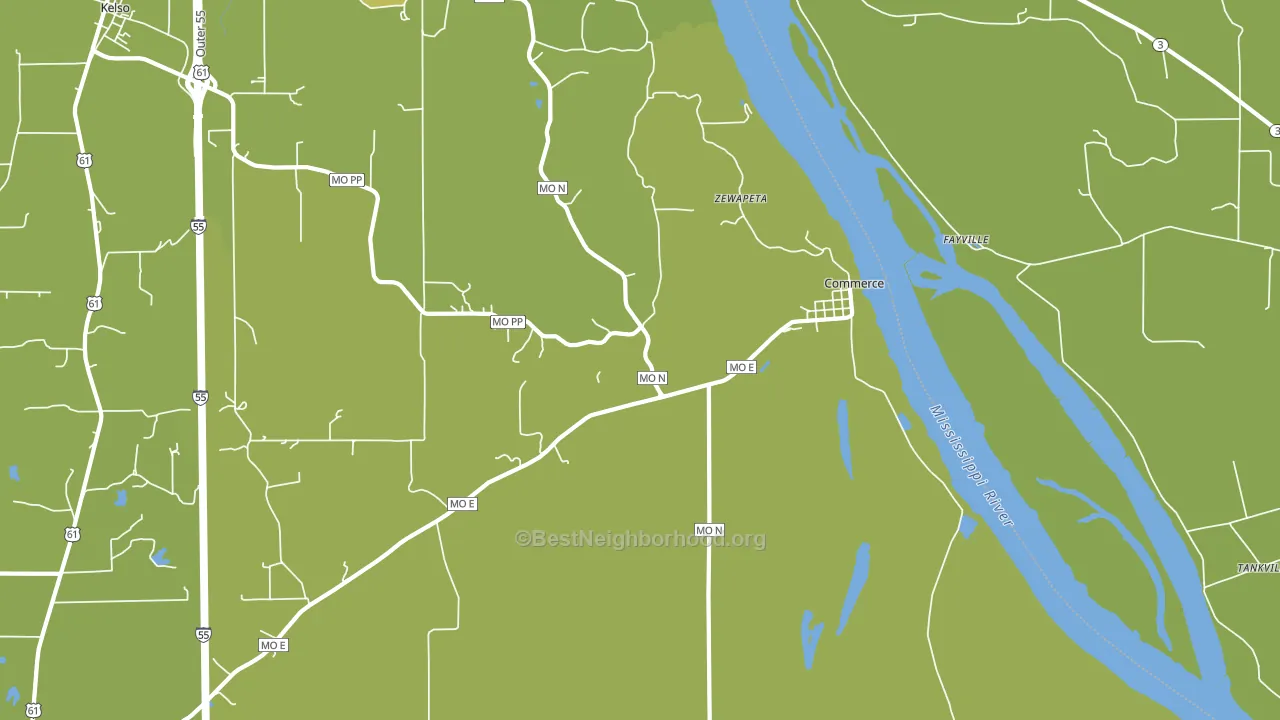 Commerce, MO block-group voter-turnout map