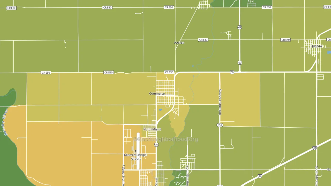 Commerce, OK block-group voter-turnout map