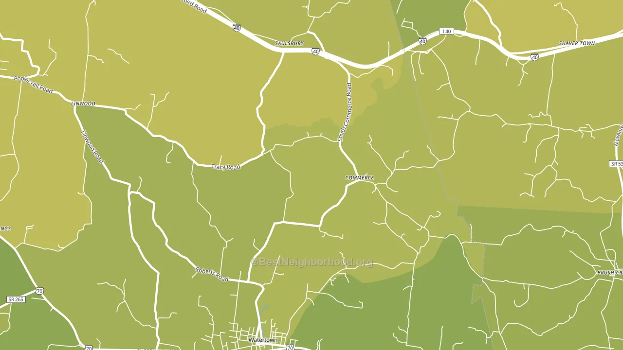 Commerce, TN block-group voter-turnout map