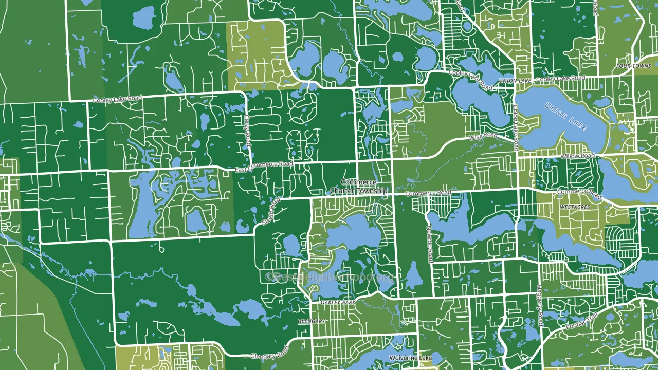 Commerce Township, MI block-group voter-turnout map