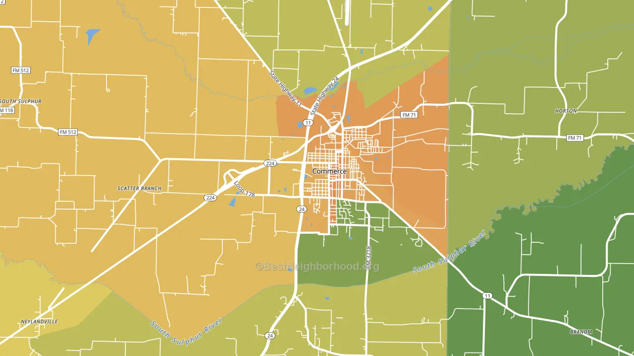 Commerce, TX block-group voter-turnout map