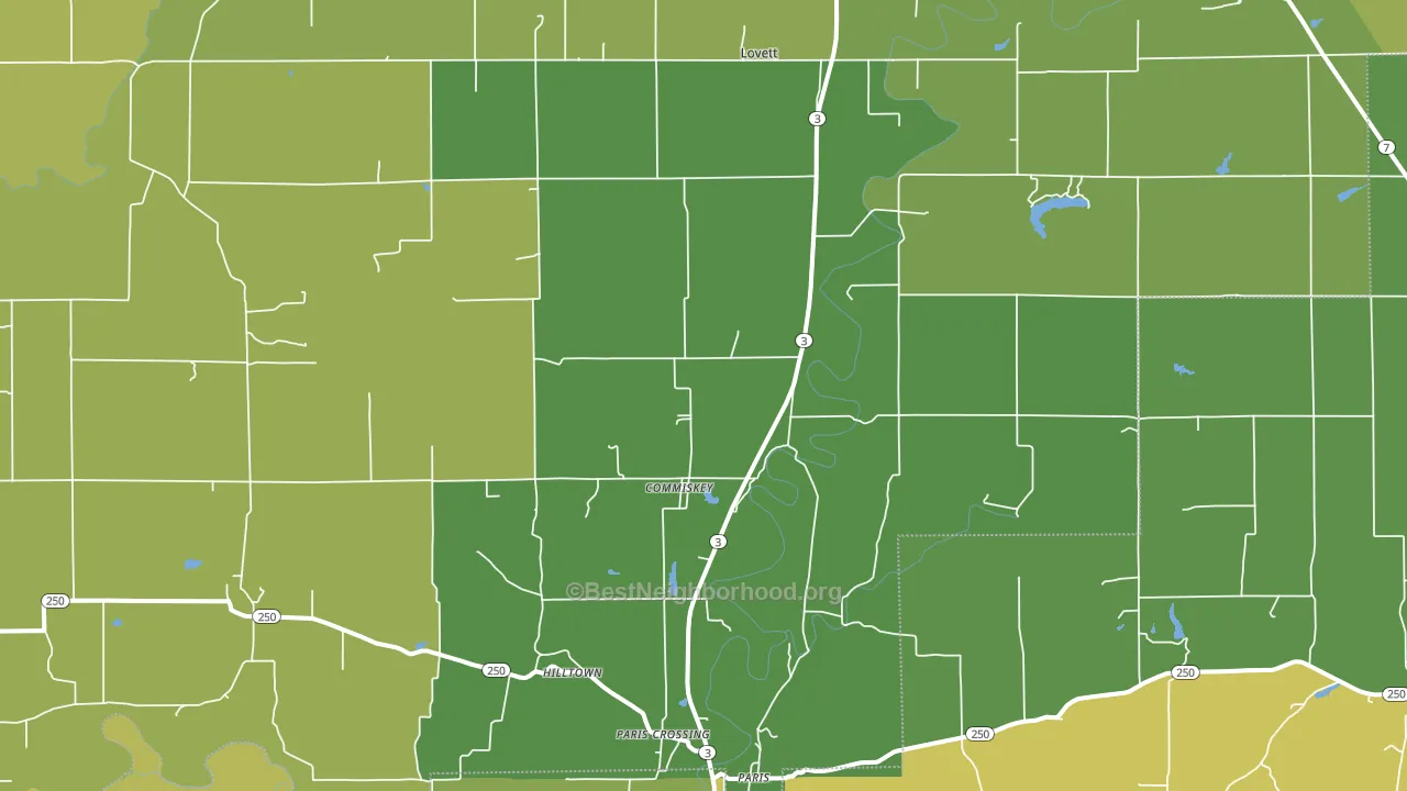 Commiskey, IN block-group voter-turnout map