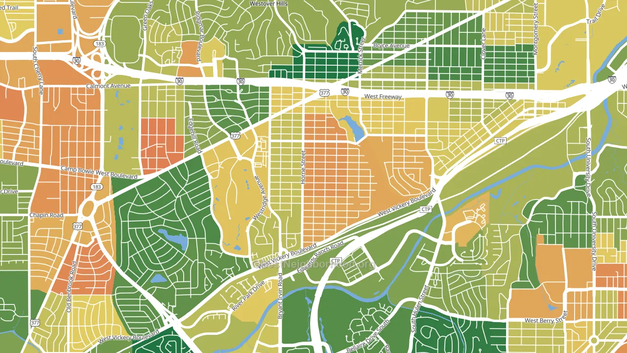 Como, Fort Worth, TX block-group voter-turnout map