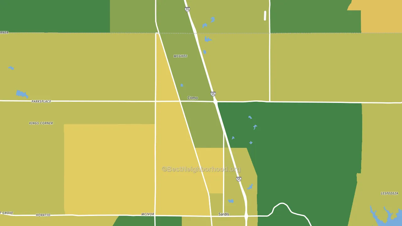 Como, MS block-group voter-turnout map