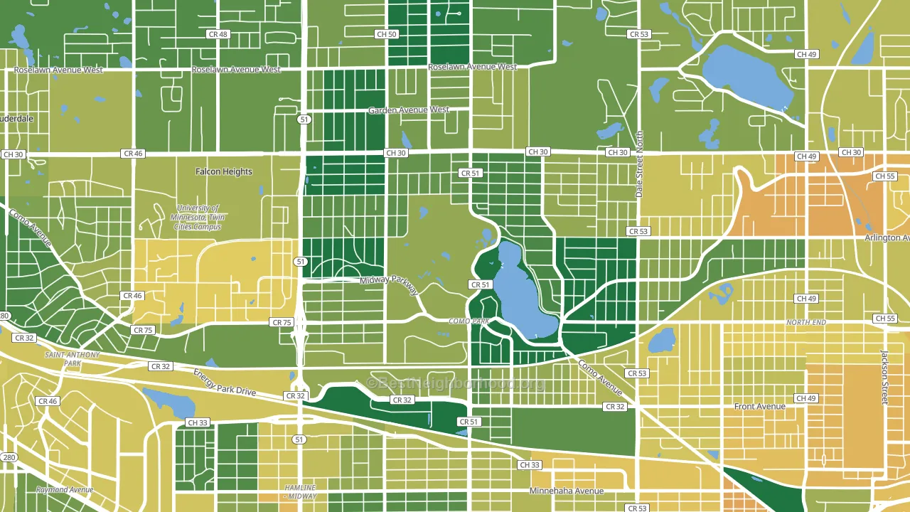 Como, St. Paul, MN block-group voter-turnout map