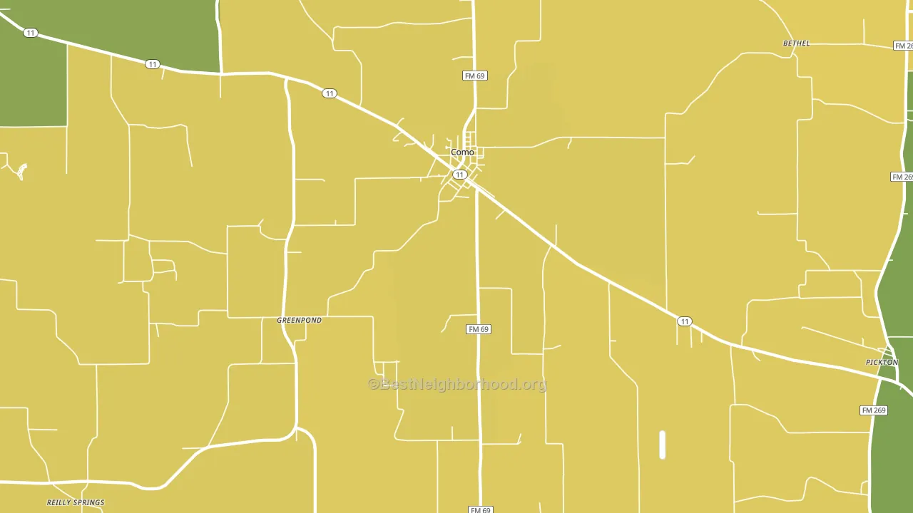 Como, TX block-group voter-turnout map