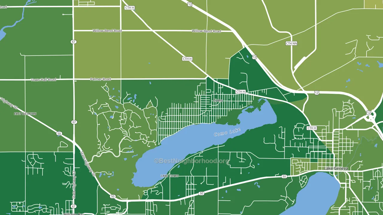 Como, WI block-group voter-turnout map