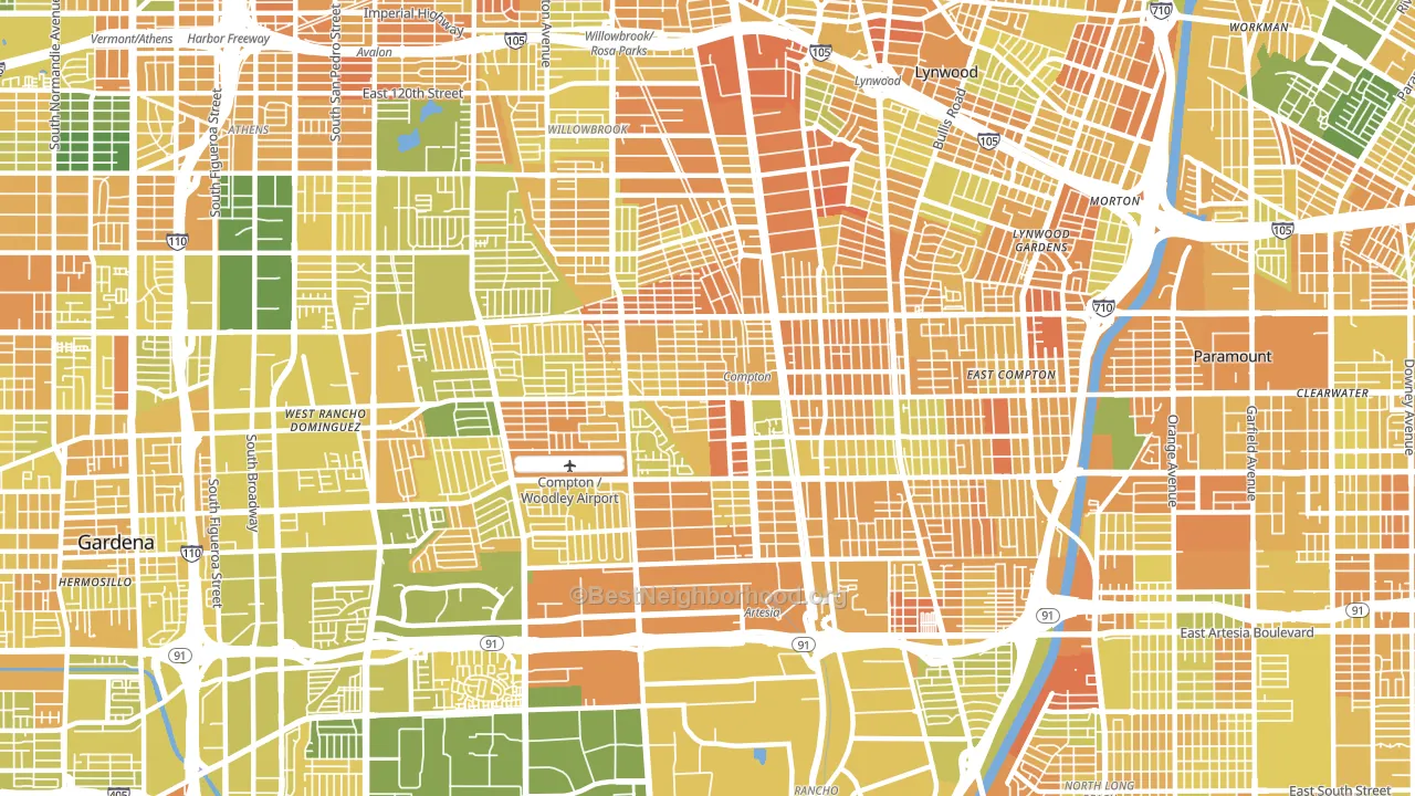 Compton, CA block-group voter-turnout map