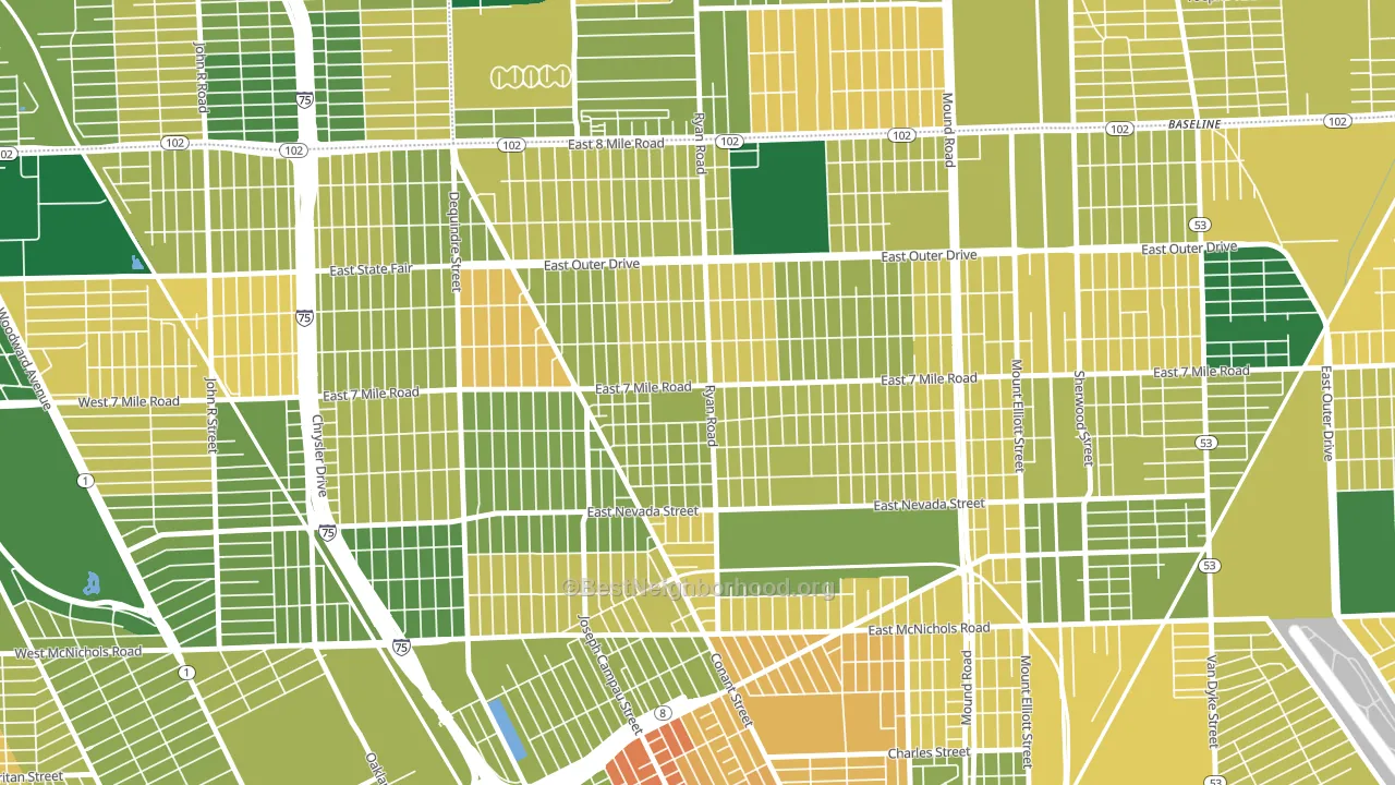 Conant Gardens, Detroit, MI block-group voter-turnout map