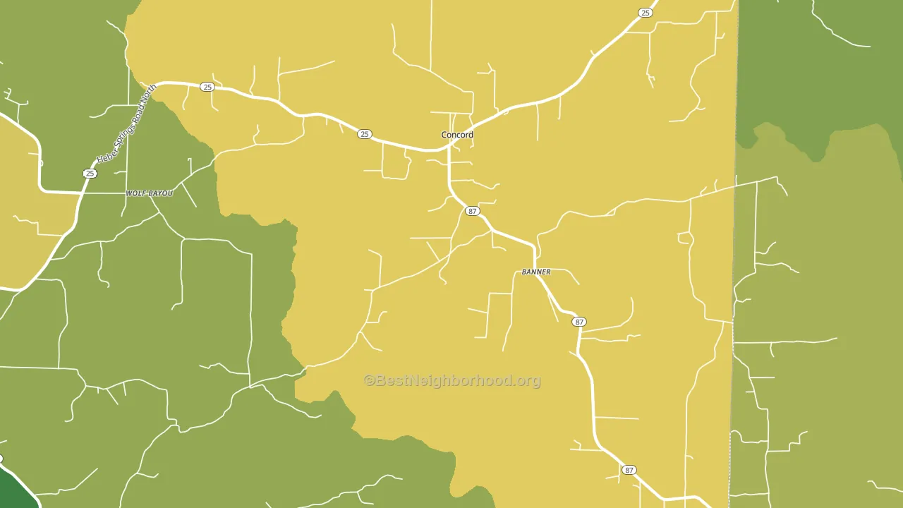Concord, AR block-group voter-turnout map