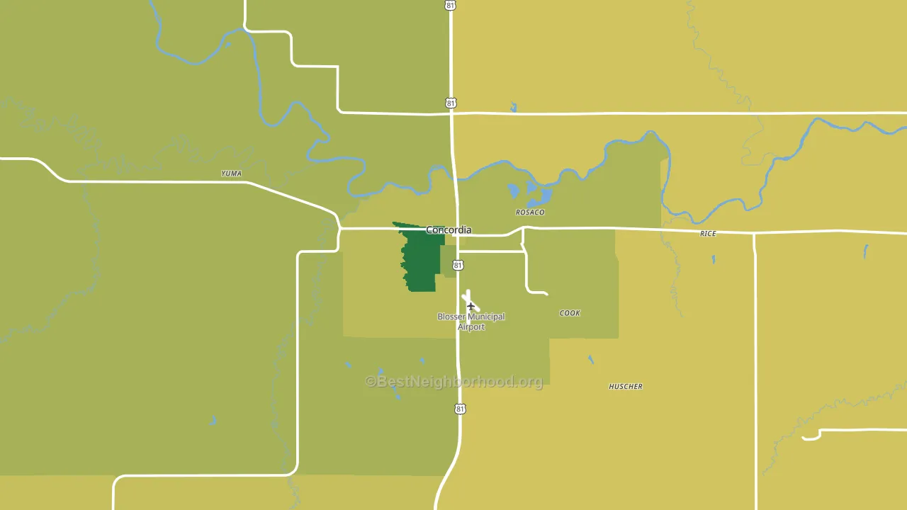 Concordia, KS block-group voter-turnout map