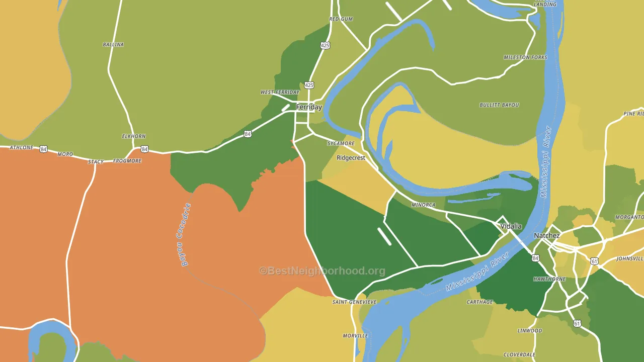 Concordia Parish, LA block-group voter-turnout map