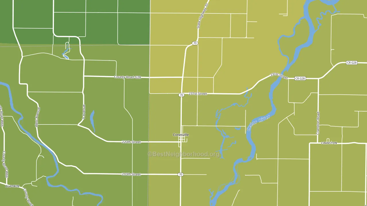 Conesville, IA block-group voter-turnout map