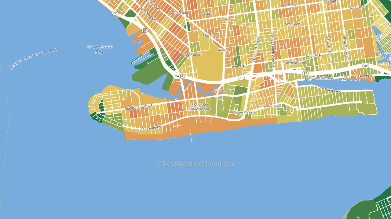 Coney Island, Brooklyn, NY block-group voter-turnout map
