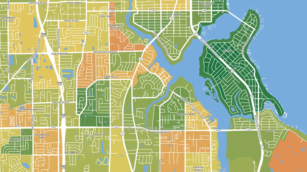 Confederate Point, Jacksonville, FL block-group voter-turnout map